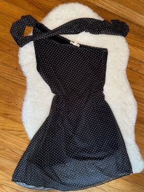 Black Polka Dot One Shoulder Dress